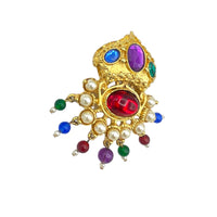 Kenneth Jay Lane KJL Gold Mogul India Jewel Colors Crown Brooch - 24 Wishes Vintage Jewelry