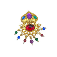 Kenneth Jay Lane KJL Gold Mogul India Jewel Colors Crown Brooch - 24 Wishes Vintage Jewelry