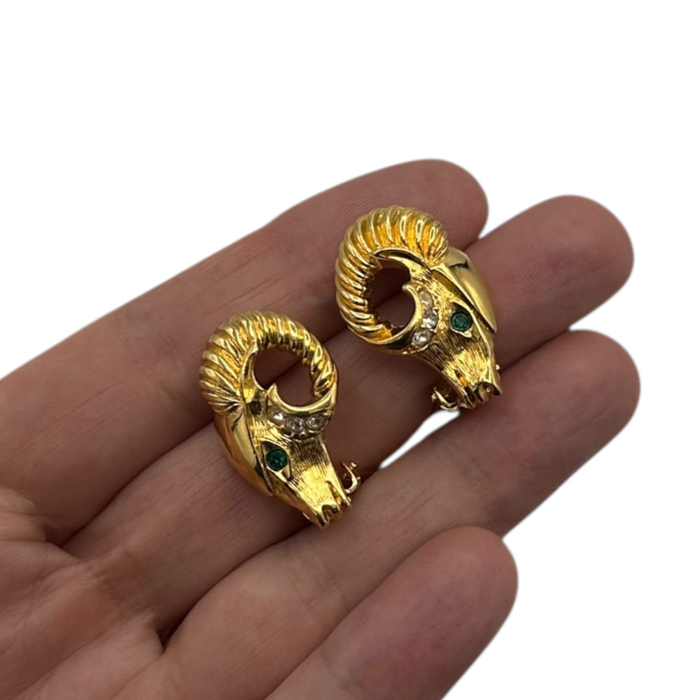 EarringsKenneth Jay Lane KJL Gold Ram Head Clip - On Earrings