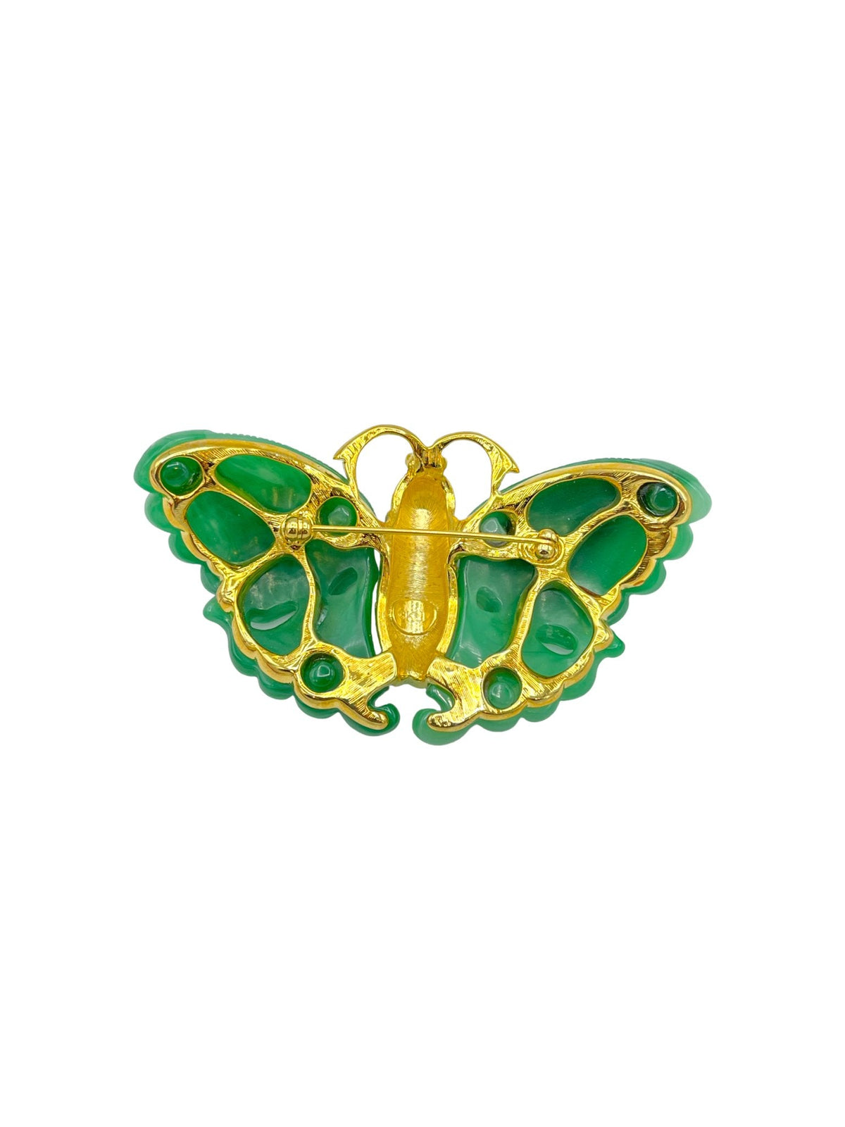 Kenneth Jay Lane KJL Green Jade Butterfly Brooch - 24 Wishes Vintage Jewelry