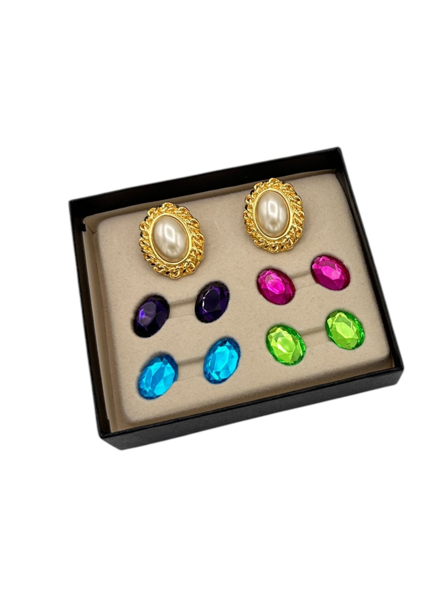 Kenneth Jay Lane KJL Interchangeable Oval Gold Pierced