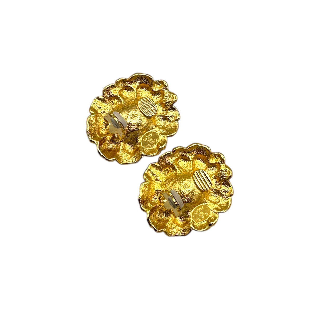 Kenneth Jay Lane KJL New York Collection Layered Floral Clip - on Earrings Earrings 24 Wishes Vintage Jewelry