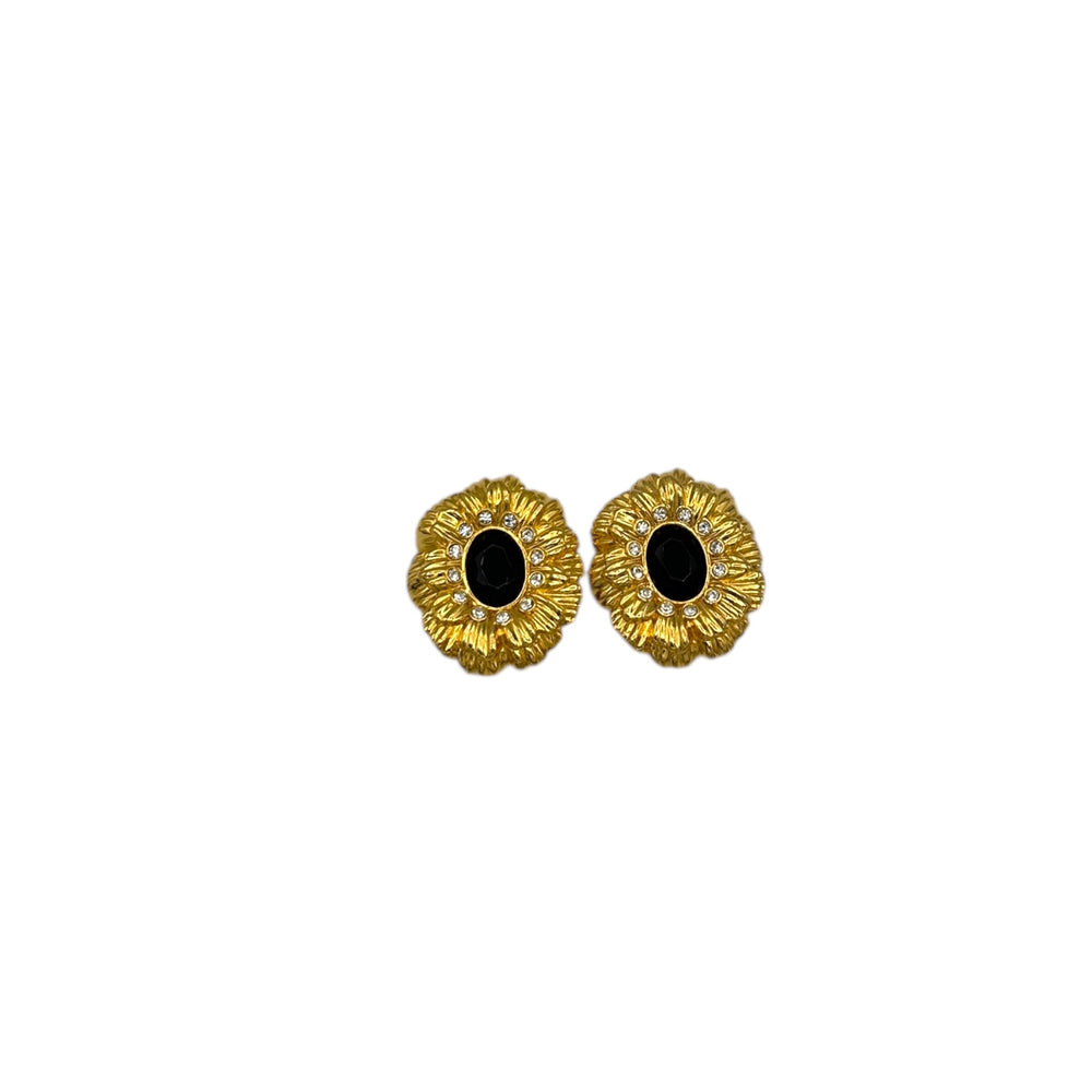 Kenneth Jay Lane KJL New York Collection Layered Floral Clip - on Earrings Earrings 24 Wishes Vintage Jewelry
