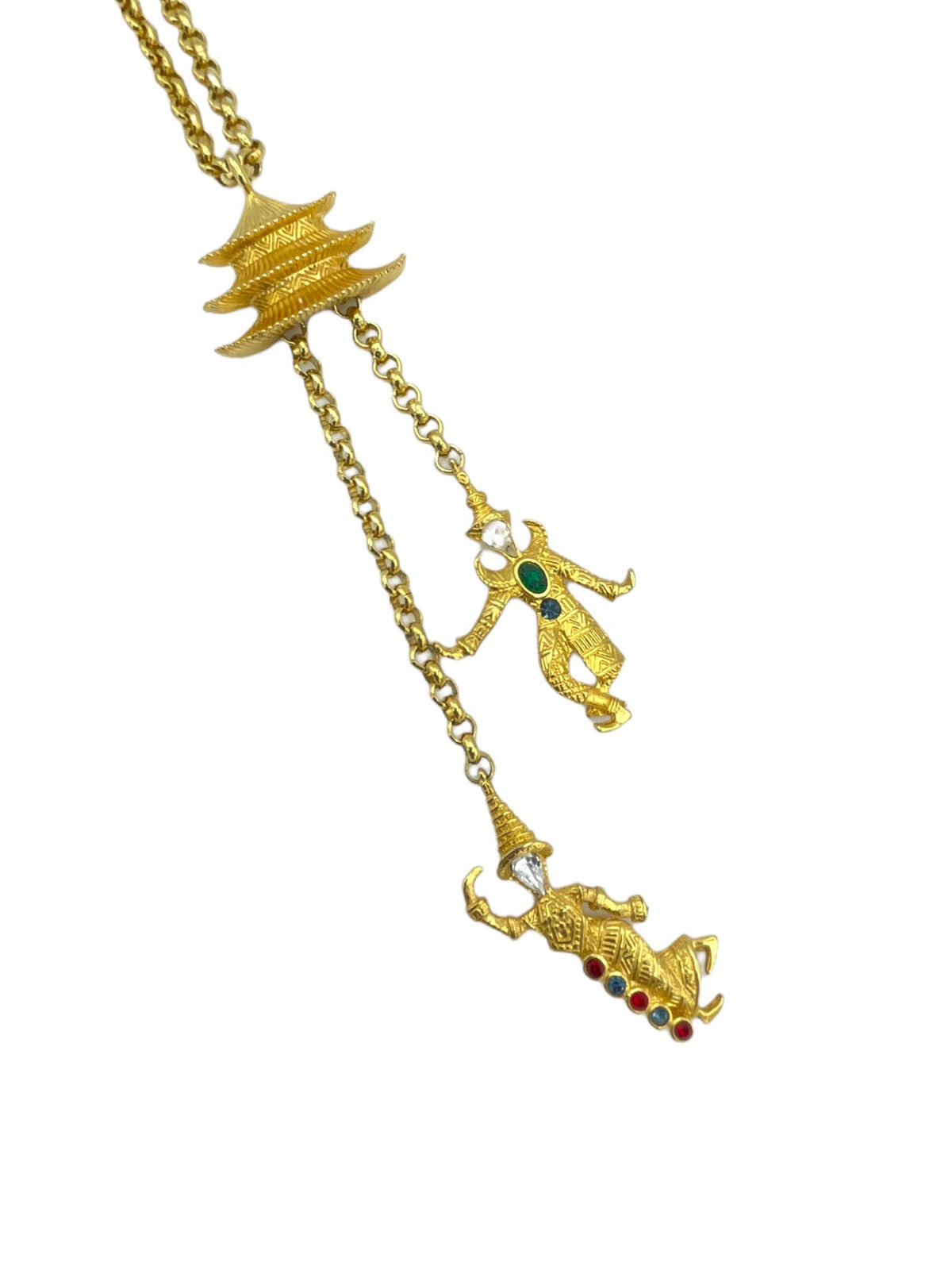 Kenneth Jay Lane KJL Vintage Jewelry Gold Pagoda Thai Dancers Charm Brooch or Pendant - 24 Wishes Vintage Jewelry