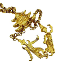 Kenneth Jay Lane KJL Vintage Jewelry Gold Pagoda Thai Dancers Charm Brooch or Pendant - 24 Wishes Vintage Jewelry