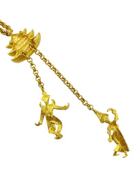 Kenneth Jay Lane KJL Vintage Jewelry Gold Pagoda Thai Dancers Charm Brooch or Pendant - 24 Wishes Vintage Jewelry
