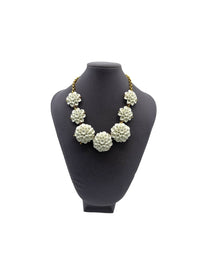 Kenneth Jay Lane KJL Vintage Jewelry White Resin Layered Flower Necklace - 24 Wishes Vintage Jewelry