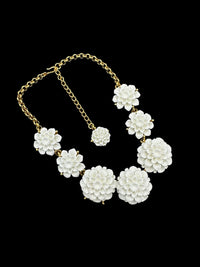 Kenneth Jay Lane KJL Vintage Jewelry White Resin Layered Flower Necklace - 24 Wishes Vintage Jewelry