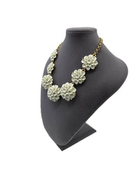 Kenneth Jay Lane KJL Vintage Jewelry White Resin Layered Flower Necklace - 24 Wishes Vintage Jewelry