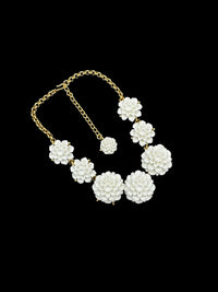 Kenneth Jay Lane KJL Vintage Jewelry White Resin Layered Flower Necklace - 24 Wishes Vintage Jewelry