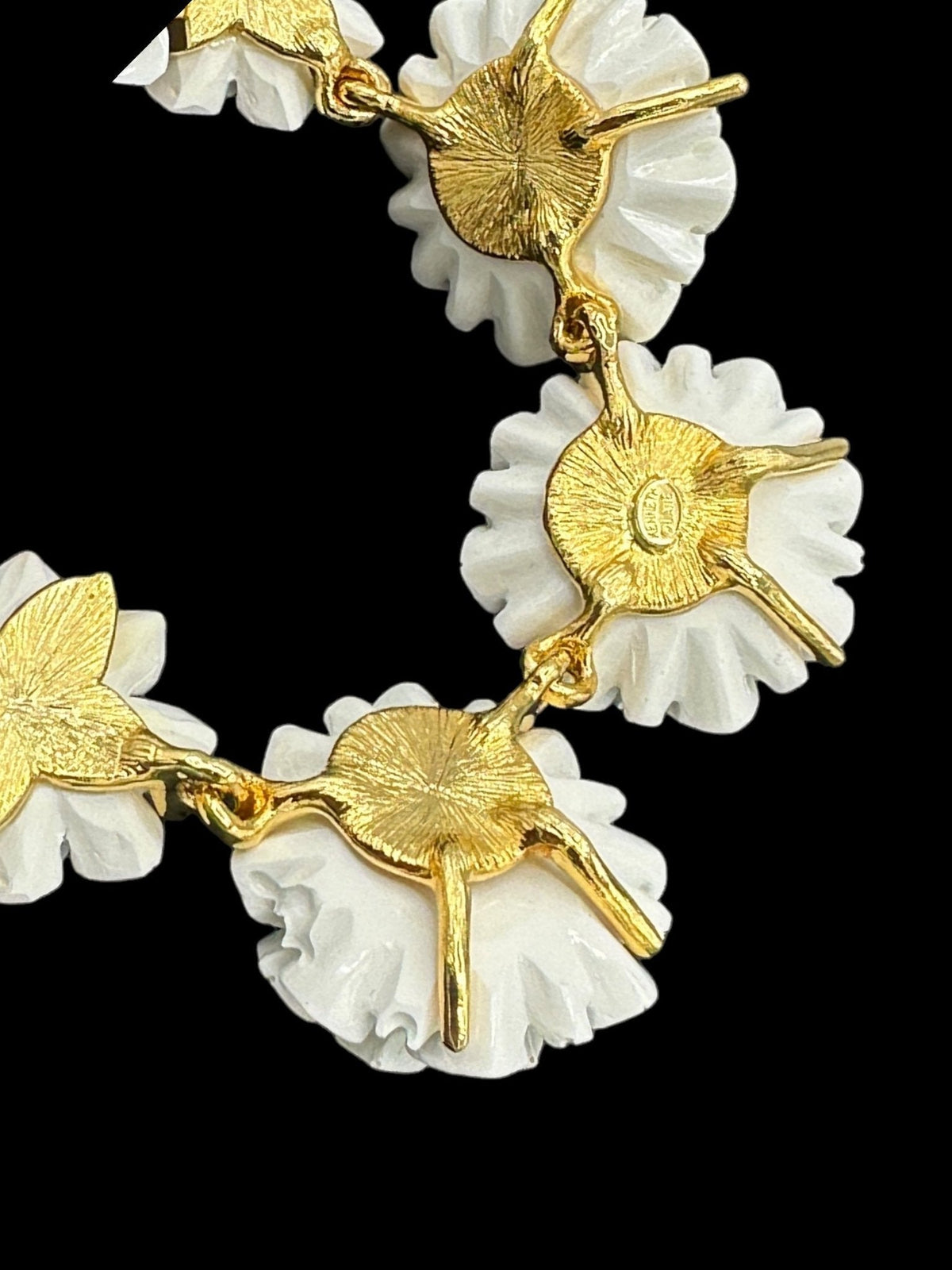 Kenneth Jay Lane KJL Vintage Jewelry White Resin Layered Flower Necklace - 24 Wishes Vintage Jewelry