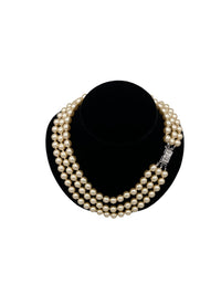 Kenneth Jay Lane Multi - Strand Jacqueline Kennedy Pearl Necklace - 24 Wishes Vintage Jewelry