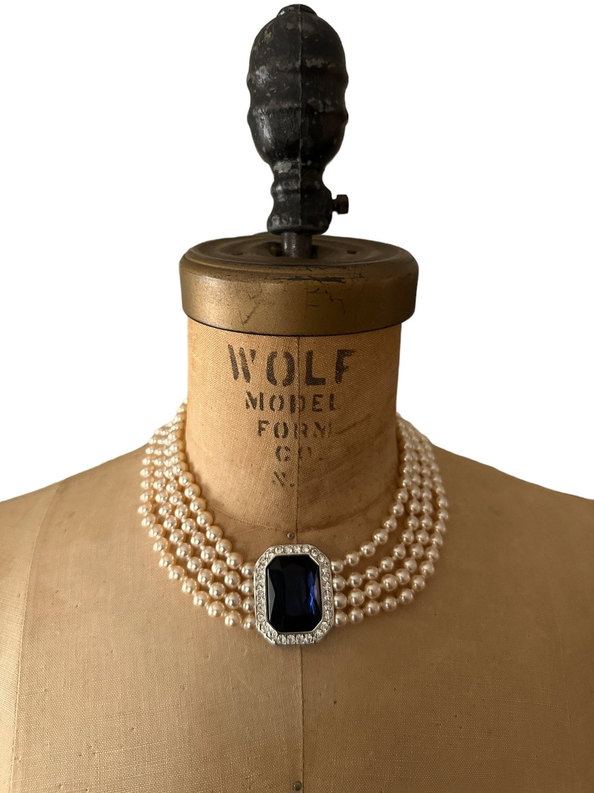 Kenneth Jay Lane Pearl Sapphire Rhinestone Statement Jewelry Set