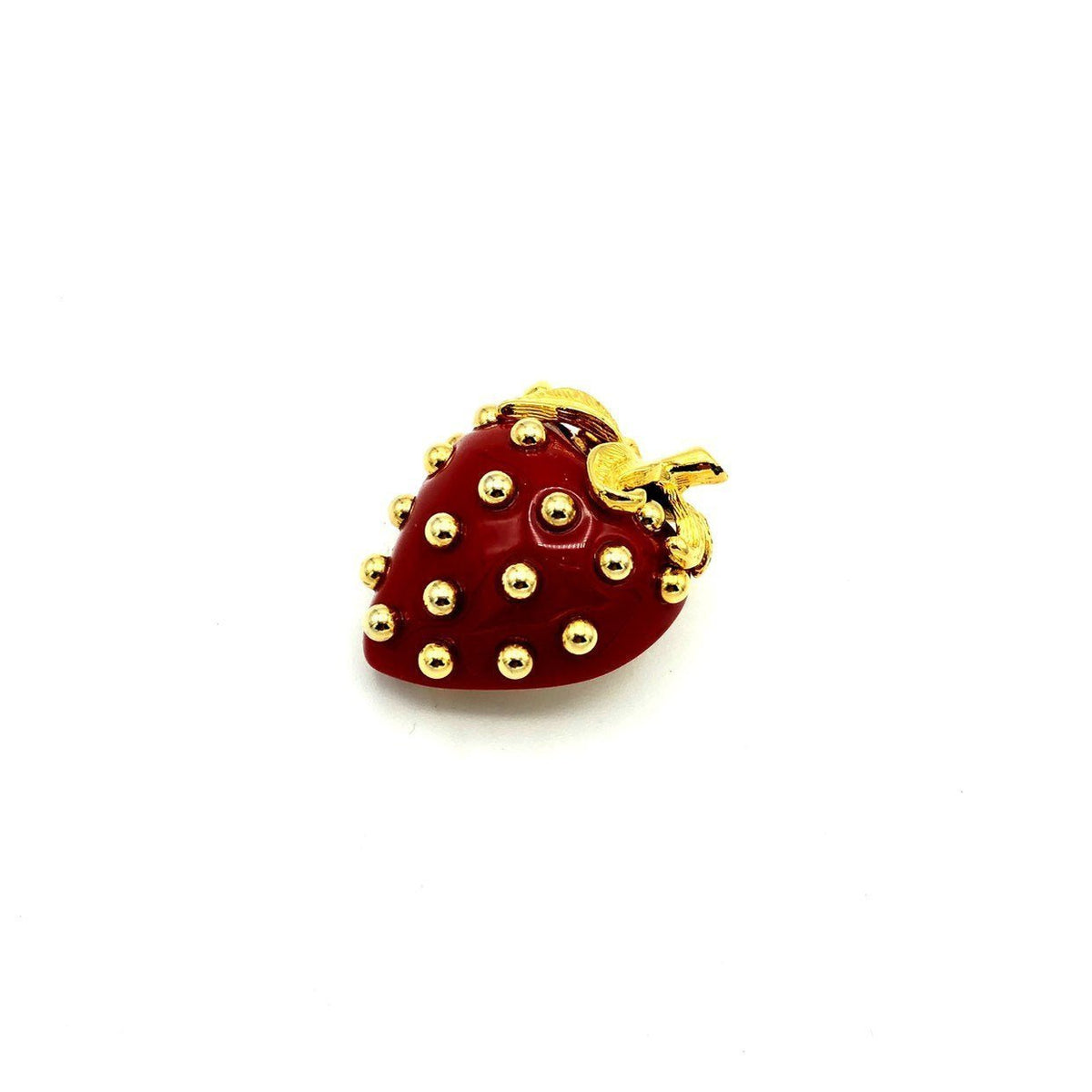 Kenneth Jay Lane Red Lucite Strawberry Vintage Brooch - 24 Wishes Vintage Jewelry