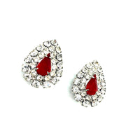 Kenneth Jay Lane Red Teardrop Rhinestone Vintage Clip - On Earrings - 24 Wishes Vintage Jewelry