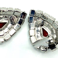 Kenneth Jay Lane Red Teardrop Rhinestone Vintage Clip - On Earrings - 24 Wishes Vintage Jewelry