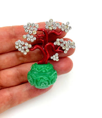 Kenneth Jay Lane Rhinestone Cherry Blossom or Bonsai Tree Brooch - 24 Wishes Vintage Jewelry