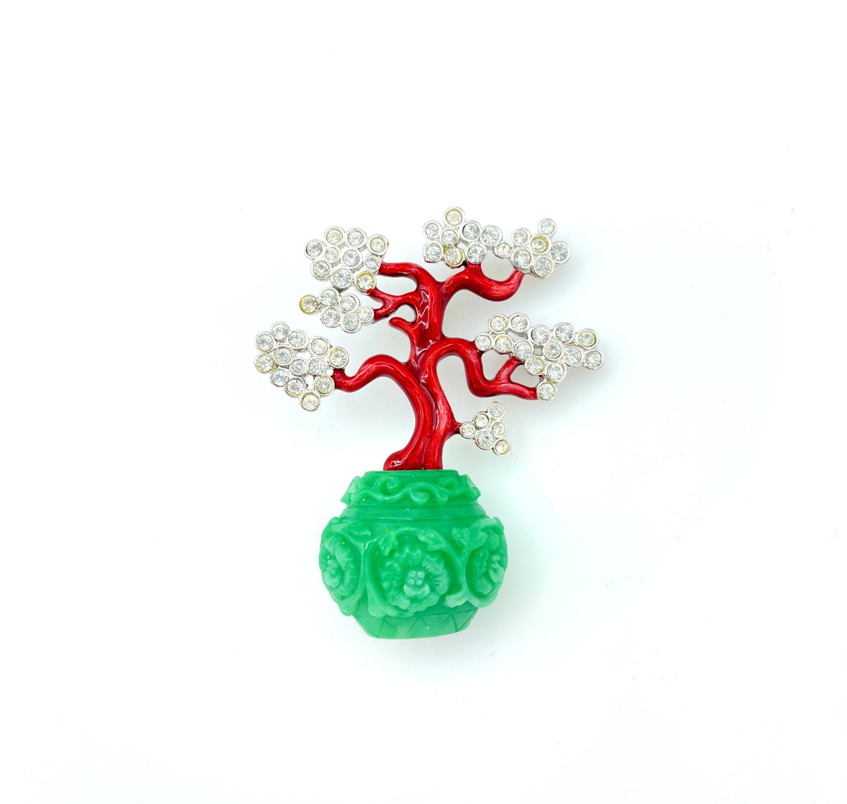 Kenneth Jay Lane Rhinestone Cherry Blossom or Bonsai Tree Brooch - 24 Wishes Vintage Jewelry