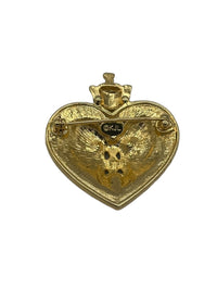 Kenneth Jay Lane Treasures of the Duchess Rhinestone Heart Brooch - 24 Wishes Vintage Jewelry