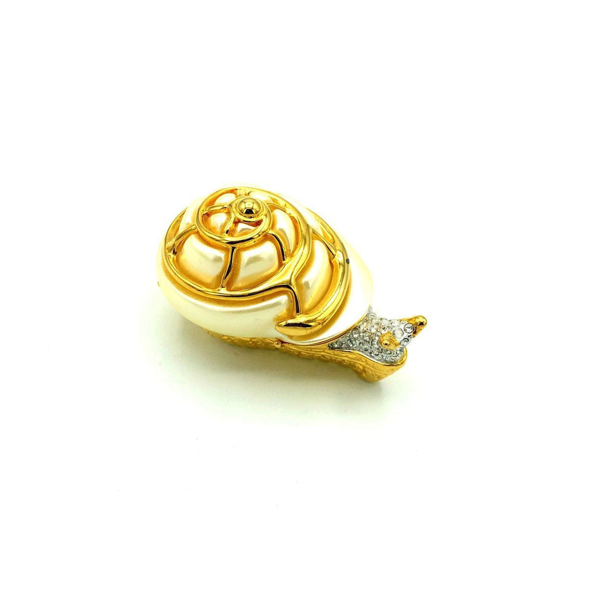 Kenneth Jay Lane White Snail Vintage Brooch & Trinket Box - 24 Wishes Vintage Jewelry