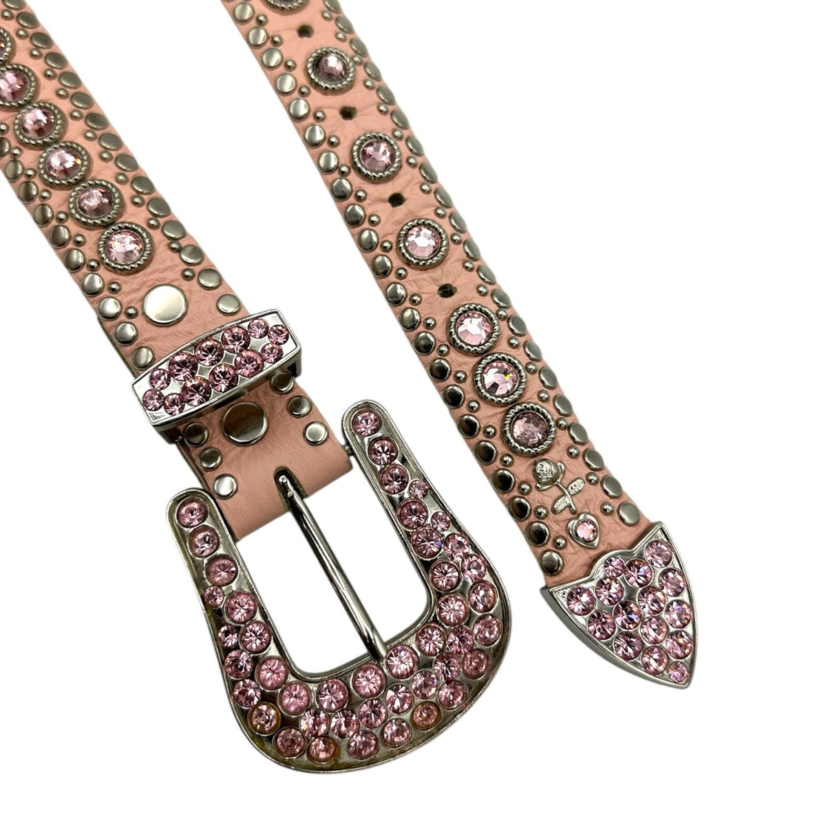 AccessoriesKippys Pink Leather Western Statement Belt Y2k Crystal Buckle Size 32