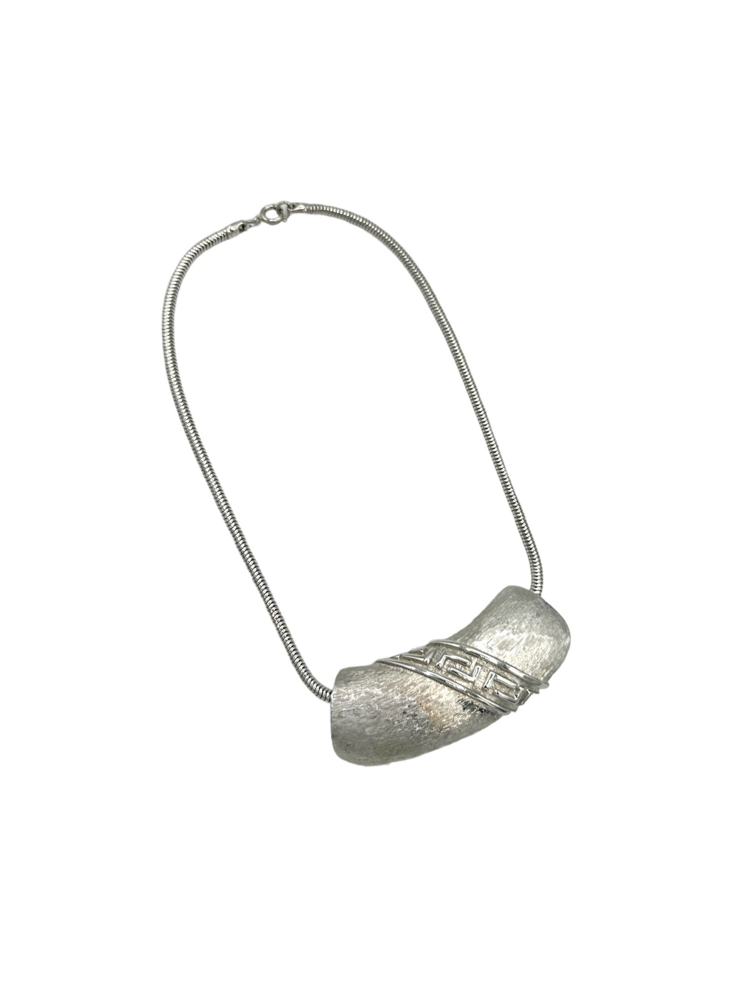 Lanvin Paris Vintage Jewelry Silver Logo Designer Choker Pendant