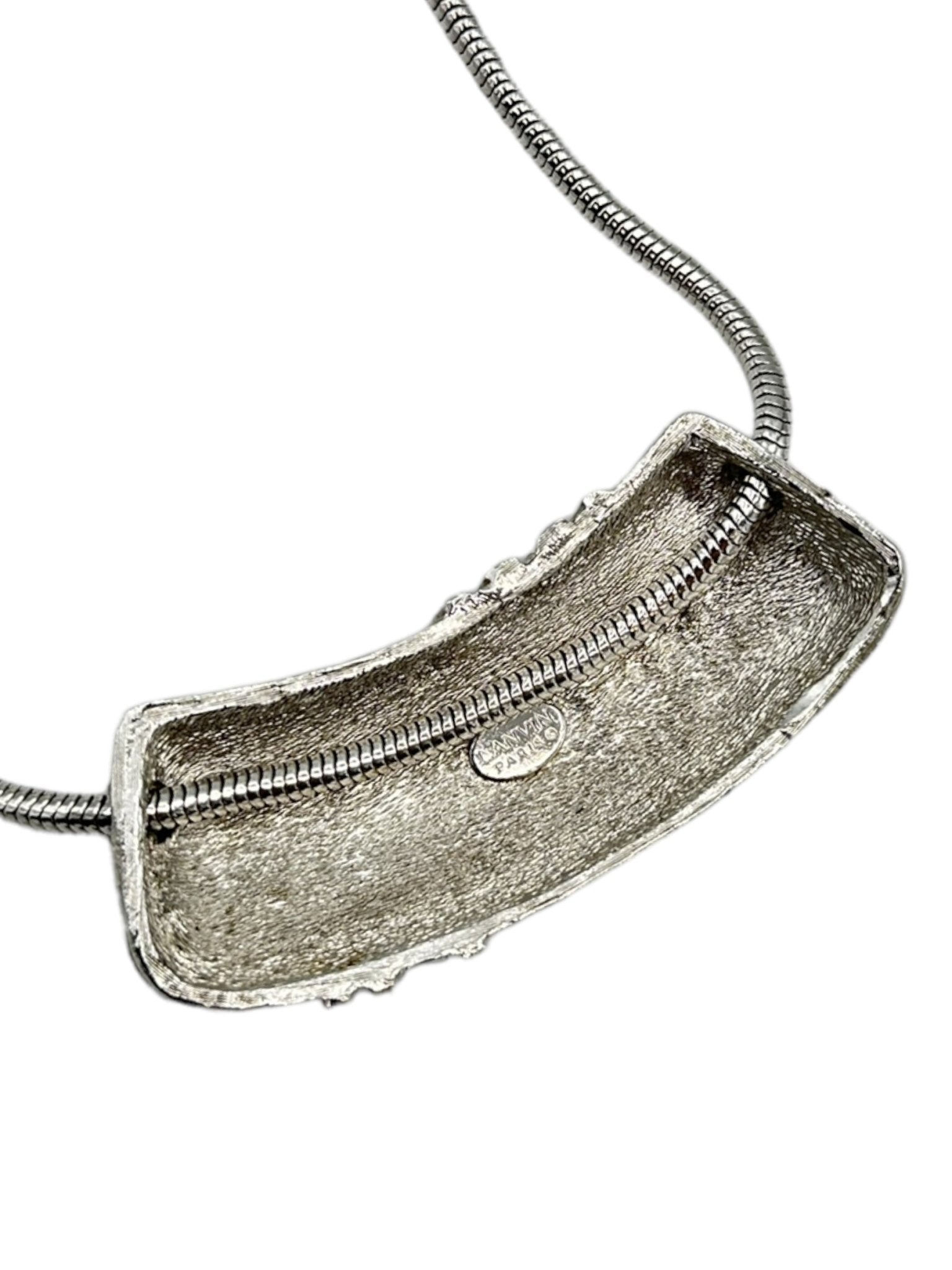 LANVIN ヴィンテージ vintage ネックレス Lanvin Paris Vintage Jewelry Silver Logo Designer Choker Pendant