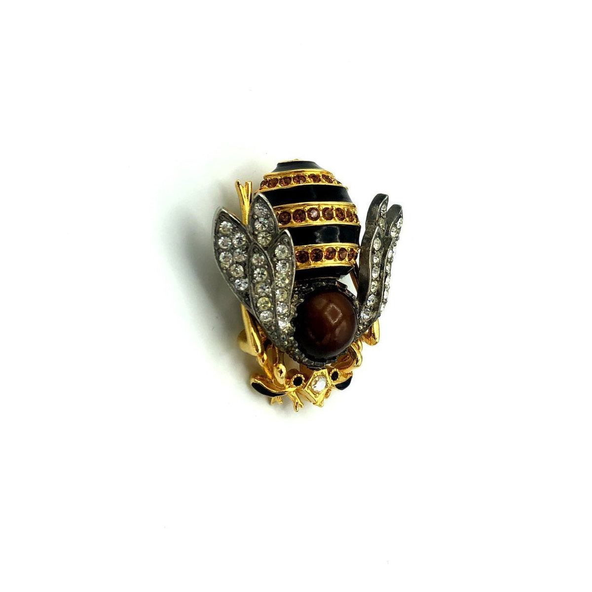 Large Edgar Berebi Figural Enamel Bee Brooch - 24 Wishes Vintage Jewelry