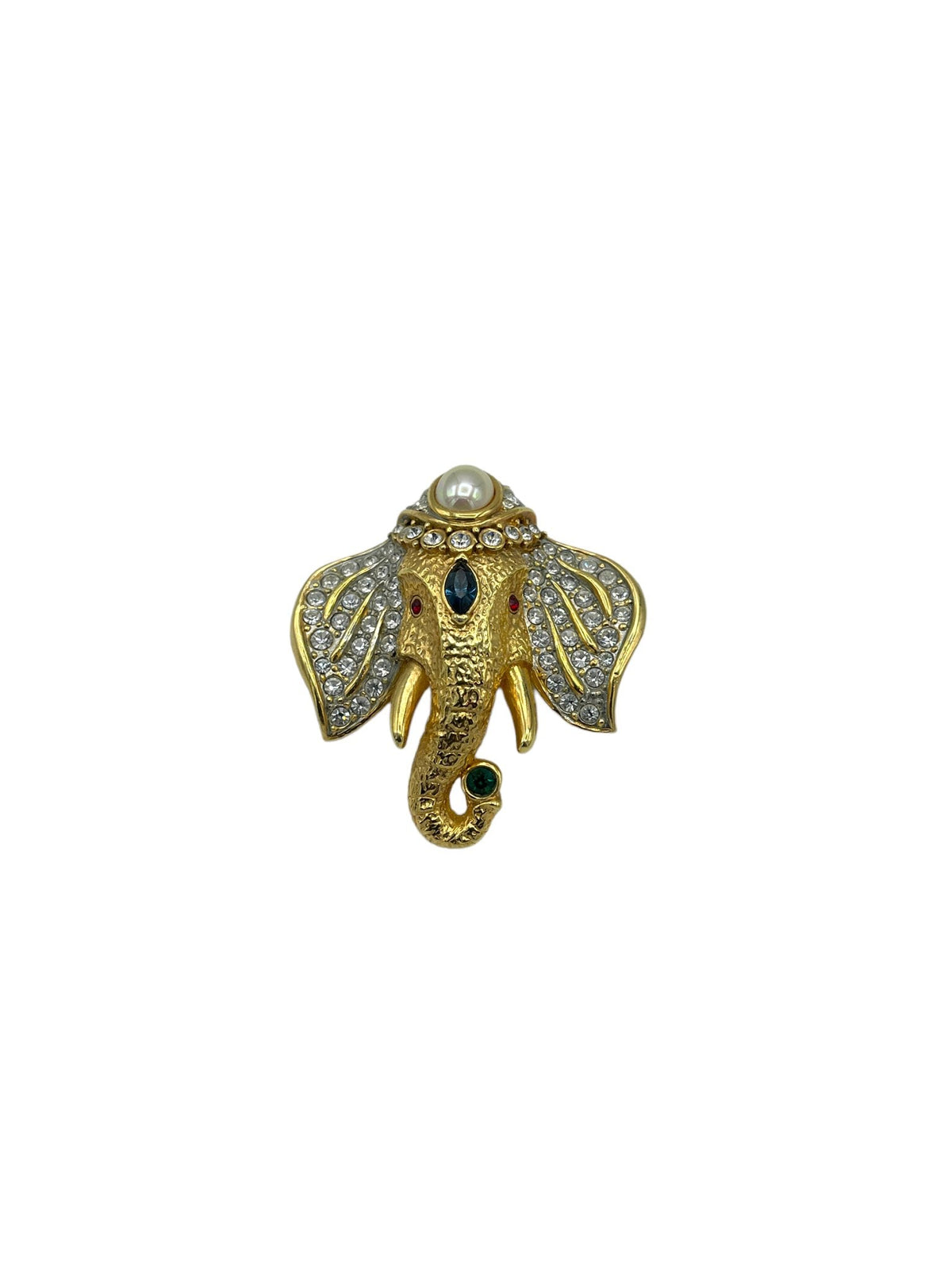 Large Gold Mogul Elephant Statement Brooch - 24 Wishes Vintage Jewelry