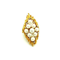 Large Gold Rhinestone & Pearl Vintage Cocktail Ring - 24 Wishes Vintage Jewelry