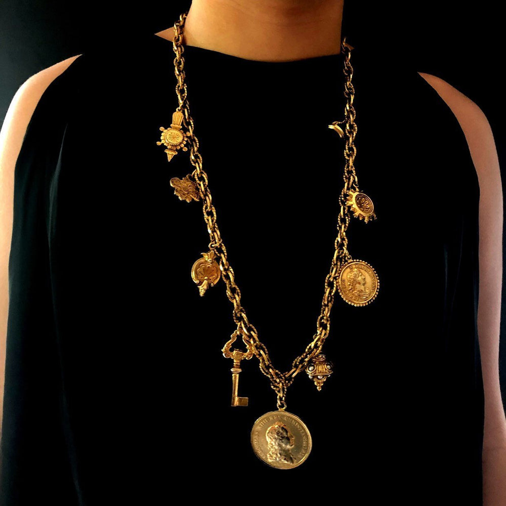 Large Gold Victorian Revival Charm Vintage Pendant - 24 Wishes Vintage Jewelry