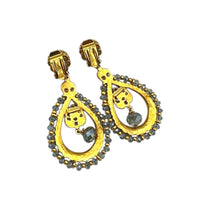 Larisa Barrera Crystal & Beaded Teardrop Dangle Clip - On Earrings Earrings 24 Wishes Vintage Jewelry