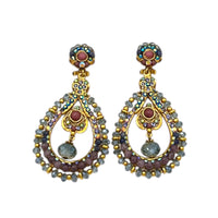 Larisa Barrera Crystal & Beaded Teardrop Dangle Clip - On Earrings Earrings 24 Wishes Vintage Jewelry