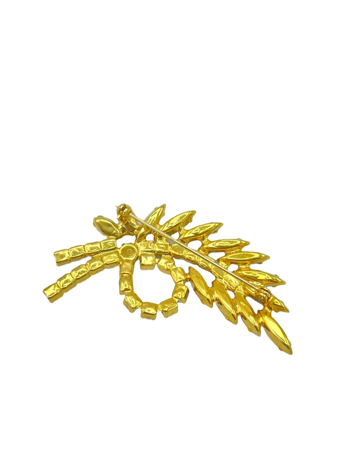Layered Blue Rhinestone Vintage Floral Brooch - 24 Wishes Vintage Jewelry