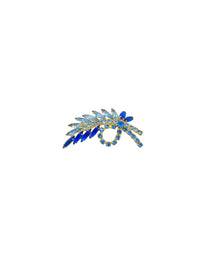 Layered Blue Rhinestone Vintage Floral Brooch - 24 Wishes Vintage Jewelry