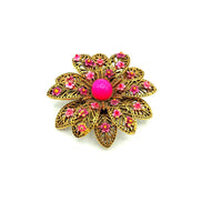 Layered Filigree Pink Enamel Vintage Brooch - 24 Wishes Vintage Jewelry