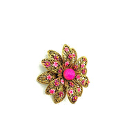 Layered Filigree Pink Enamel Vintage Brooch - 24 Wishes Vintage Jewelry