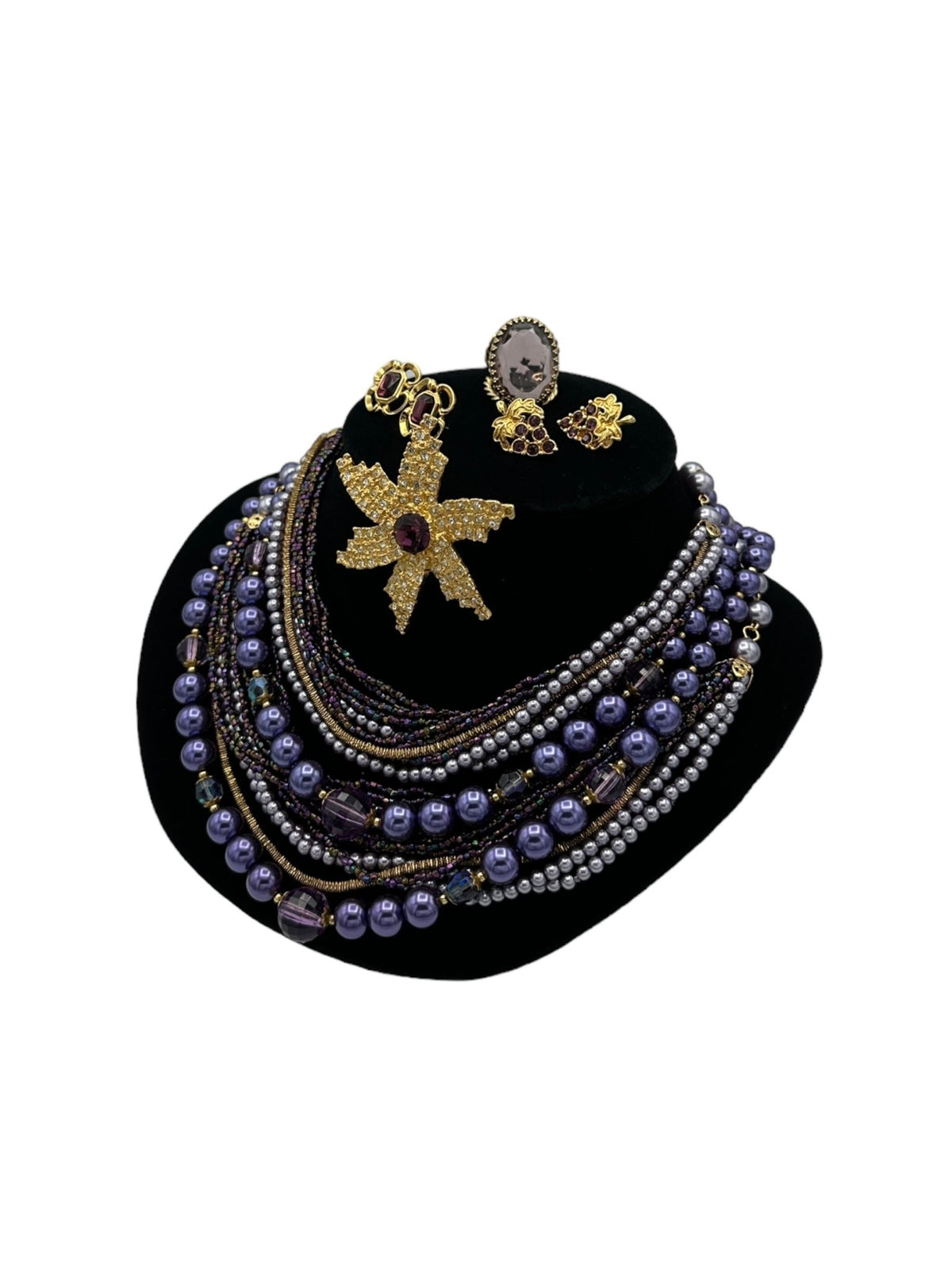 Layered Purple Bead & Crystal Vintage Jewelry Curated Collection - 24 Wishes Vintage Jewelry