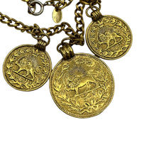 Les Bernard Lion Coin Charms Vintage Gold Chain Pendant - 24 Wishes Vintage Jewelry