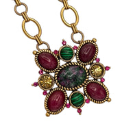 Necklaces & PendantsLinea Louis Dell'Olio Pink Green Cabochon Brooch Pendant Necklace 3 Way
