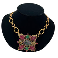 Necklaces & PendantsLinea Louis Dell'Olio Pink Green Cabochon Brooch Pendant Necklace 3 Way