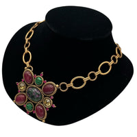 Necklaces & PendantsLinea Louis Dell'Olio Pink Green Cabochon Brooch Pendant Necklace 3 Way