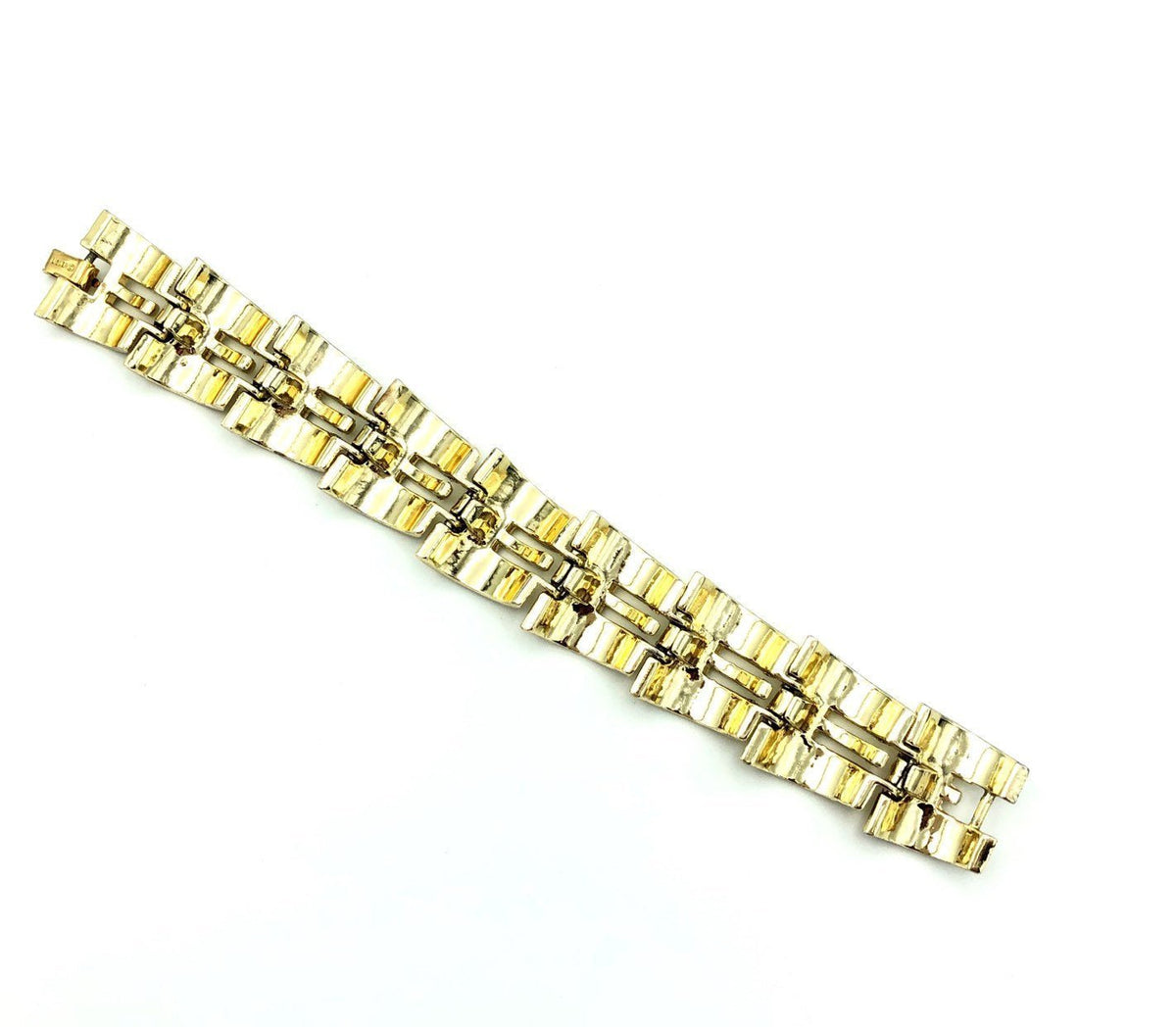 Lisner Classic Gold Modernist Link Bracelet - 24 Wishes Vintage Jewelry