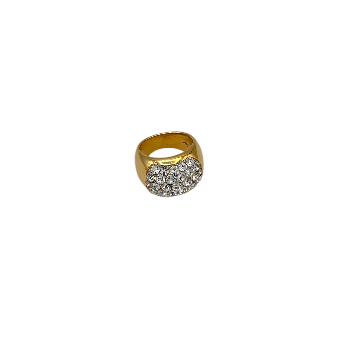 Liz Claiborne Gold Paved Cluster Cocktail Ring - 24 Wishes Vintage Jewelry