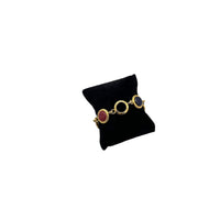 Liz Claiborne LCI Gold Reversible Cabochon Link Stacking Bracelet 24 Wishes Vintage Jewelry