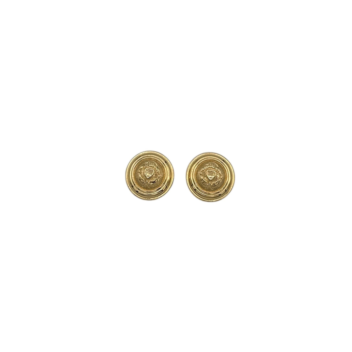 EarringsLiz Claiborne LCI Gold Round Crest Pierced Earrings