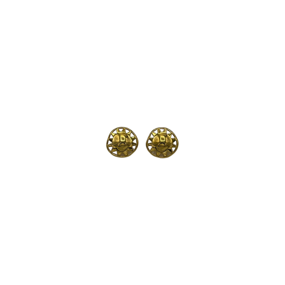 Liz Claiborne LCI Vintage Jewelry Shiny Gold Sun Pierced Earrings - 24 Wishes Vintage Jewelry