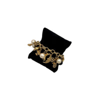 Liz Claibourne LCI Pearl & Chain Gold Chain Bracelet 24 Wishes Vintage Jewelry