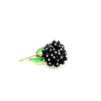 Long Stem Flower Black & White Rhinestone Vintage Brooch - 24 Wishes Vintage Jewelry