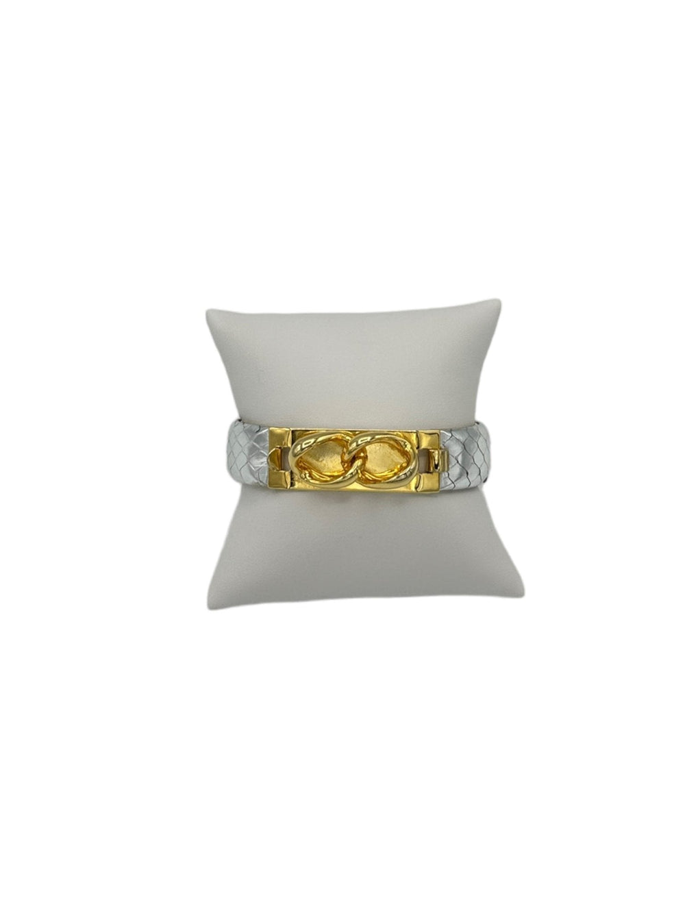 Mannelli Florence 24K Gold Plated Vintage Silver Leather Bangle Bracelet - 24 Wishes Vintage Jewelry